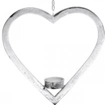 Artikel Hjerte til at hænge, fyrfadsstage til advent, bryllupsdekoration metal sølv H24cm