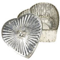 Artikel Hjerteformet dåse med låg, glasdåse med hjerte, champagne, 15,5 x 15 x 10 cm