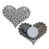 Hjerter sølv med limpunkt 5,5 cm 12stk