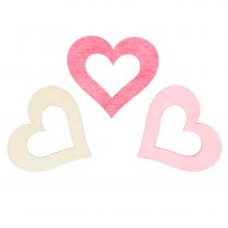 Artikel Hjerter til spredning pink, pink, natur 4cm 72 stk