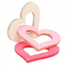 Artikel Hjerter til spredning pink, pink, natur 4cm 72 stk