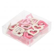 Artikel Hjerter til spredning pink, pink, natur 4cm 72 stk