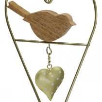 Dekorative hjerter til ophængning af metal med fugletræ 12×18cm 2stk