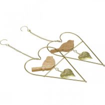 Artikel Dekorative hjerter til ophængning af metal med fugletræ 12×18cm 2 stk