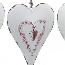 Dekorative hjerter til ophæng af metal hvidt metal hjerte 12×16cm 3stk