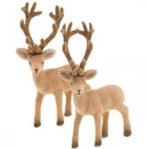 Artikel Dekorativ hjorte dekorativ figur dekorativ rensdyr flokket H17cm 6 stk