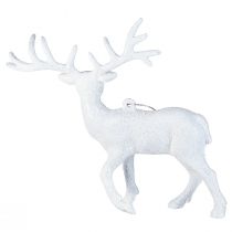 Artikel Hvid hjorte julepynt H13,5 cm 3 stk.