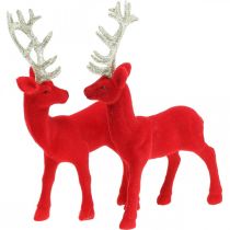 Deco hjorte dekorationsfigur deco rensdyr rød H20cm 2stk