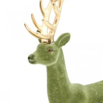 Artikel Dekorativ hjorte dekorativ figur dekorativ rensdyr flokket grøn H37cm