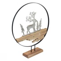 Hjorte dekorationsring dekorationsstativ metal træ sølv Ø38cm
