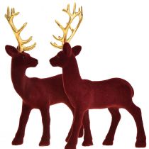 Deer Deco Rensdyr Bordeaux Guldkalveflokket 20 cm sæt med 2