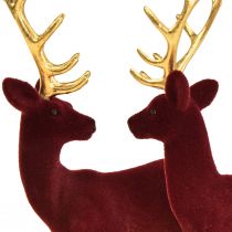 Deer Deco Rensdyr Bordeaux Guldkalveflokket 20 cm sæt med 2