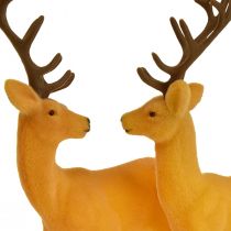 Deer deco rensdyr gul brun flokket H20,5 cm sæt med 2