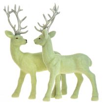 Deer Deco Rensdyr Grøn Grå Kalveflokket 20 cm Sæt med 2
