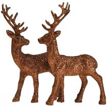 Deer deco rensdyr kobber glitter kalve deco figur H20,5 cm sæt med 2
