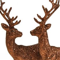 Deer deco rensdyr kobber glitter kalve deco figur H20,5 cm sæt med 2
