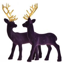 Deer Deco Rensdyr Violet Guld Kalveflokket 20 cm Sæt med 2