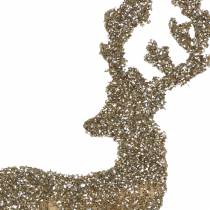 Artikel Dekorativt stik rådyr glitter guld assorteret 8/10cm 18 stk