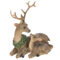 Artikel Dekorativ figur af en hjortefamilie med sne som vinterdekoration, 17 cm