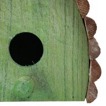 Artikel Hængende dekoration fuglehus med rundt tag træ grøn brun 16,5×10×17cm