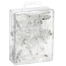 Artikel Bryllupsreversnåle transparente/sølvfarvede 5 cm 50 stk.