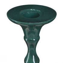 Artikel Høj lysestage metalgrøn keramisk look H38cm