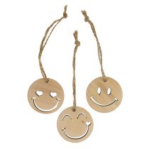 Artikel Trævedhæng Emoticon Emoticon® Ø4cm natur 24 stk