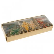 Artikel Dekorative blade træ til ophængning af farverig efterårsdekoration 6,5×4cm 12stk