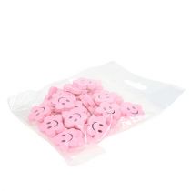 Artikel Træblomst med ansigt pink 2,5cm 48 stk