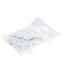 Artikel Træblomst med ansigt hvid 2,5cm 48 stk