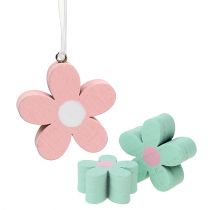 Artikel Træblomster til ophæng, spredte dekorationer pink, grøn 12 stk