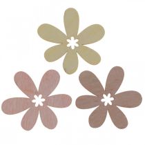 Artikel Træblomster spreder dekoration blomster træ beige/gul/pink Ø4cm 72p