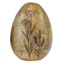 Artikel Trææg naturligt mangotræ Påskeæg lavet af træ blomsterdekor H10cm 3 stk