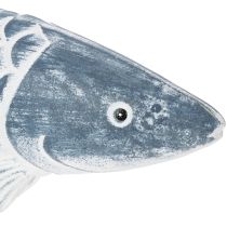 Artikel Træfisk i blå og hvid, fiskedekoration, træmel, 35 cm, 1 stk.