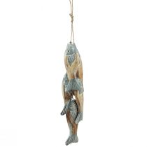 Artikel Træfisk sølvgrå bøjle med 5 fisk træ 15cm
