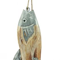 Artikel Træfisk sølvgrå bøjle med 5 fisk træ 15cm
