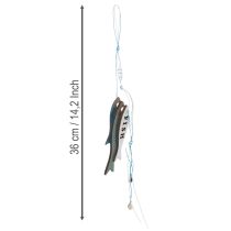 Artikel Træophæng af fisk, blå, 36 cm, 4 stk.