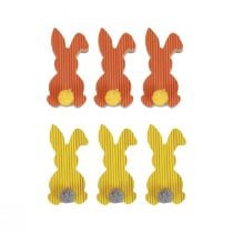 Trækaniner dekorative kaniner Påskepynt gul orange 4×8cm 6stk