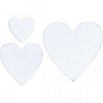 Træ hjerte scatter dekoration bryllup hjerter hvid 3/5/7cm 50p