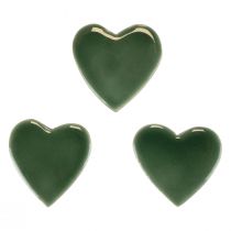 Træhjerter dekorative hjerter grønt blankt træ 4,5cm 8stk