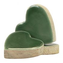 Artikel Træhjerter dekorative hjerter grønt blankt træ 4,5cm 8stk