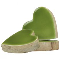 Artikel Træhjerter dekorative hjerter træ lysegrøn blank effekt 4,5cm 8stk