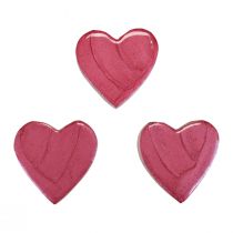 Træhjerter dekorative hjerter pink skinnende spredt dekoration 4,5 cm 8 stk.
