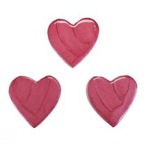 Artikel Træhjerter dekorative hjerter pink skinnende spredt dekoration 4,5cm 8 stk.