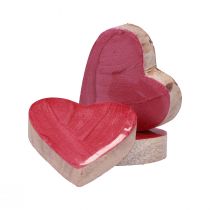Artikel Træhjerter dekorative hjerter pink skinnende spredt dekoration 4,5cm 8 stk.