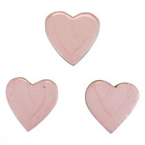 Artikel Træhjerter dekorative hjerter lys pink glans borddekoration 4,5cm 8stk