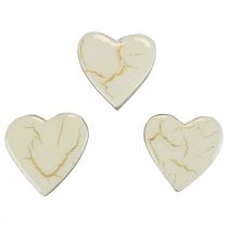 Træhjerter dekorative hjerter hvidguld glans crackle 4,5cm 8stk