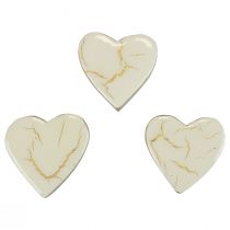 Artikel Træhjerter dekorative hjerter hvidguld glans crackle 4,5cm 8 stk