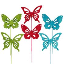 Artikel Træsommerfugl med tråd assorterede farver. 8cmx6cm L28cm 18 stk
