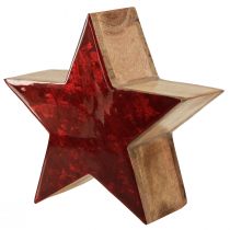 Artikel Træstjerne naturlig rød stjernedekoration lavet af mangotræ Ø24x10cm